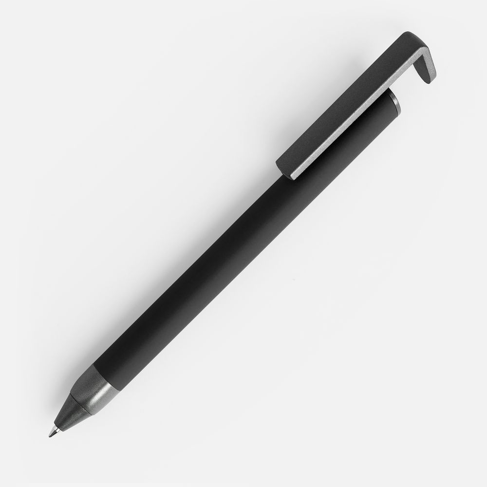 Ручка шариковая Standic Soft Touch с подставкой для телефона, черная